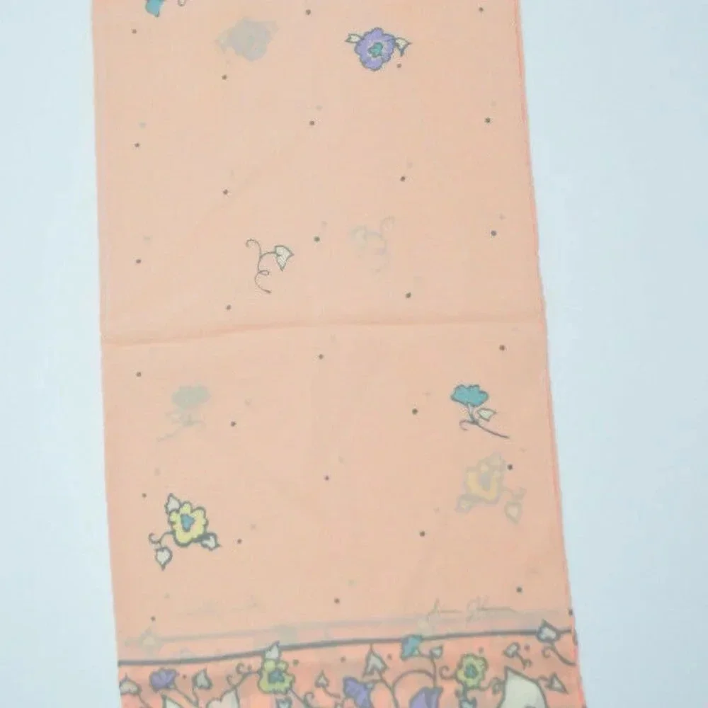 Ginnie Johansen Scarf Pink Gray Floral Silk Scarf